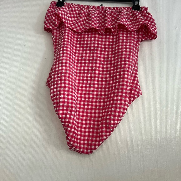 J. Crew Red Gingham Women's One Piece Swimsuit - Picture 4 of 8